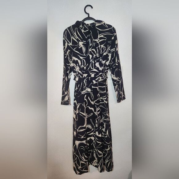 & Other Stories Abstract Print Belted Long Sleeve Midi Dress Size Small - Picture 3 of 14